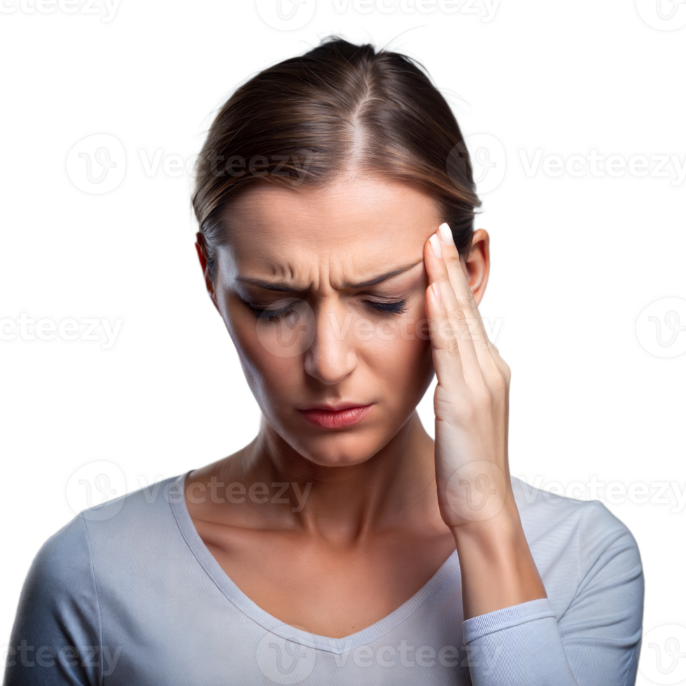 Young Woman Experiencing Severe Headache or Migraine Against Transparent Background png