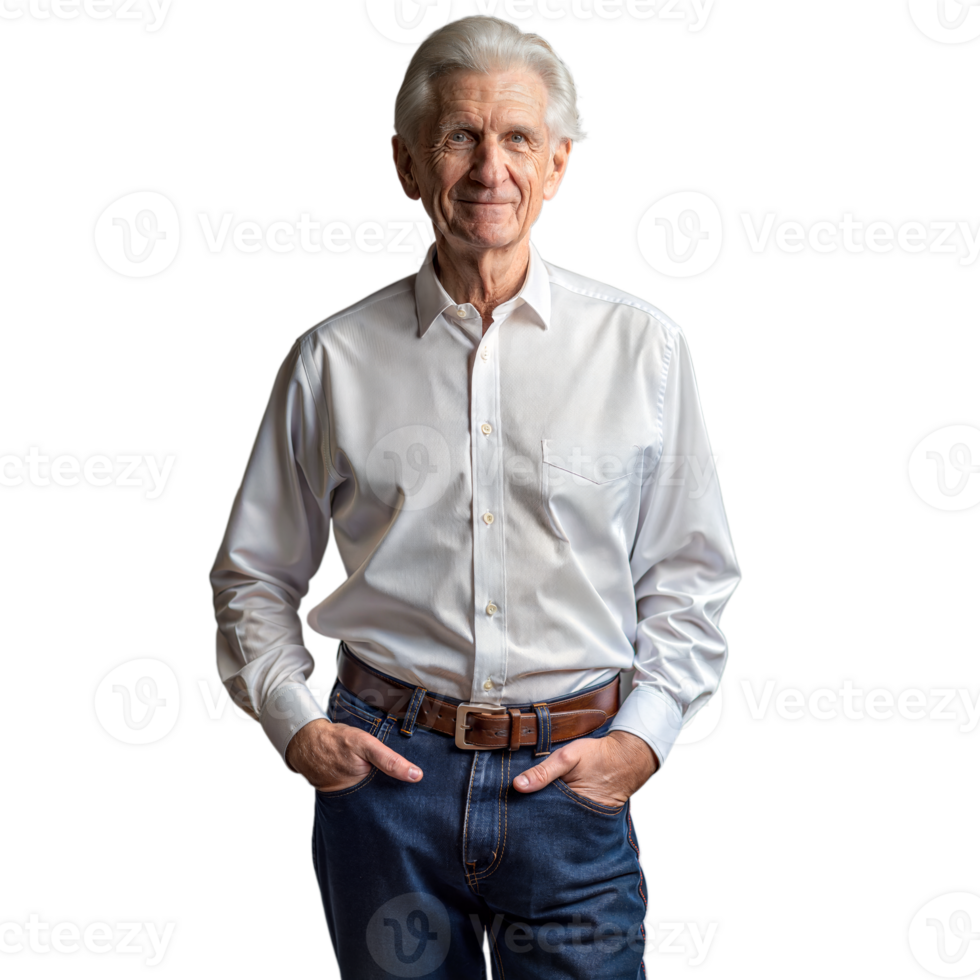 Senior Businessman Standing Confidently With Hands in Pockets on Transparent Background png