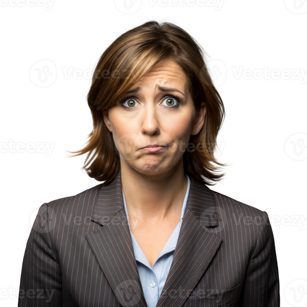 Confused Businesswoman Making a Puzzled Expression Against a Transparent Background png