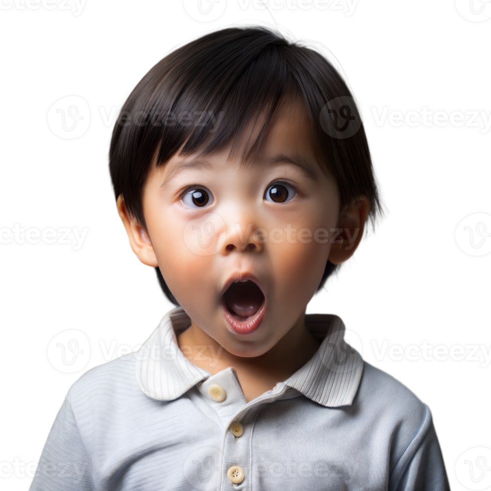 Surprised Toddler With Open Mouth Poses on Transparent Background png