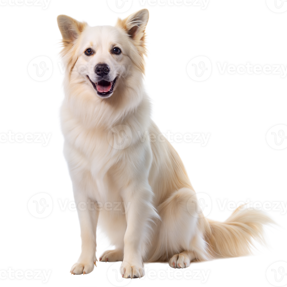 Smiling Cream-Colored Dog Sitting Calmly Against a Transparent Background png