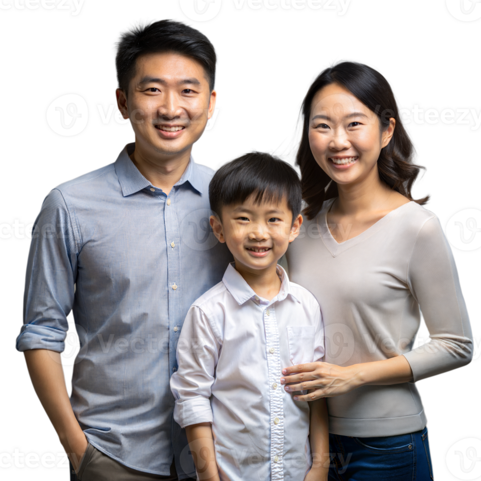 Smiling Family of Three Posing Together With a Transparent Background png