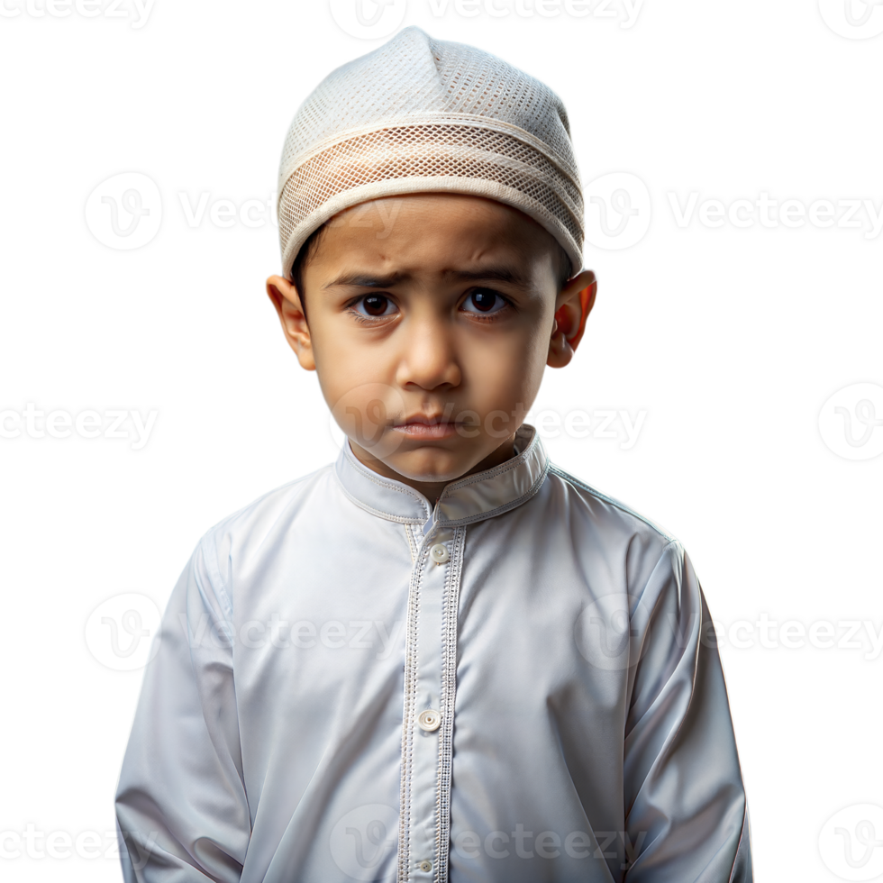 Young Boy in Traditional Attire With a Pensive Expression on Transparent Background png