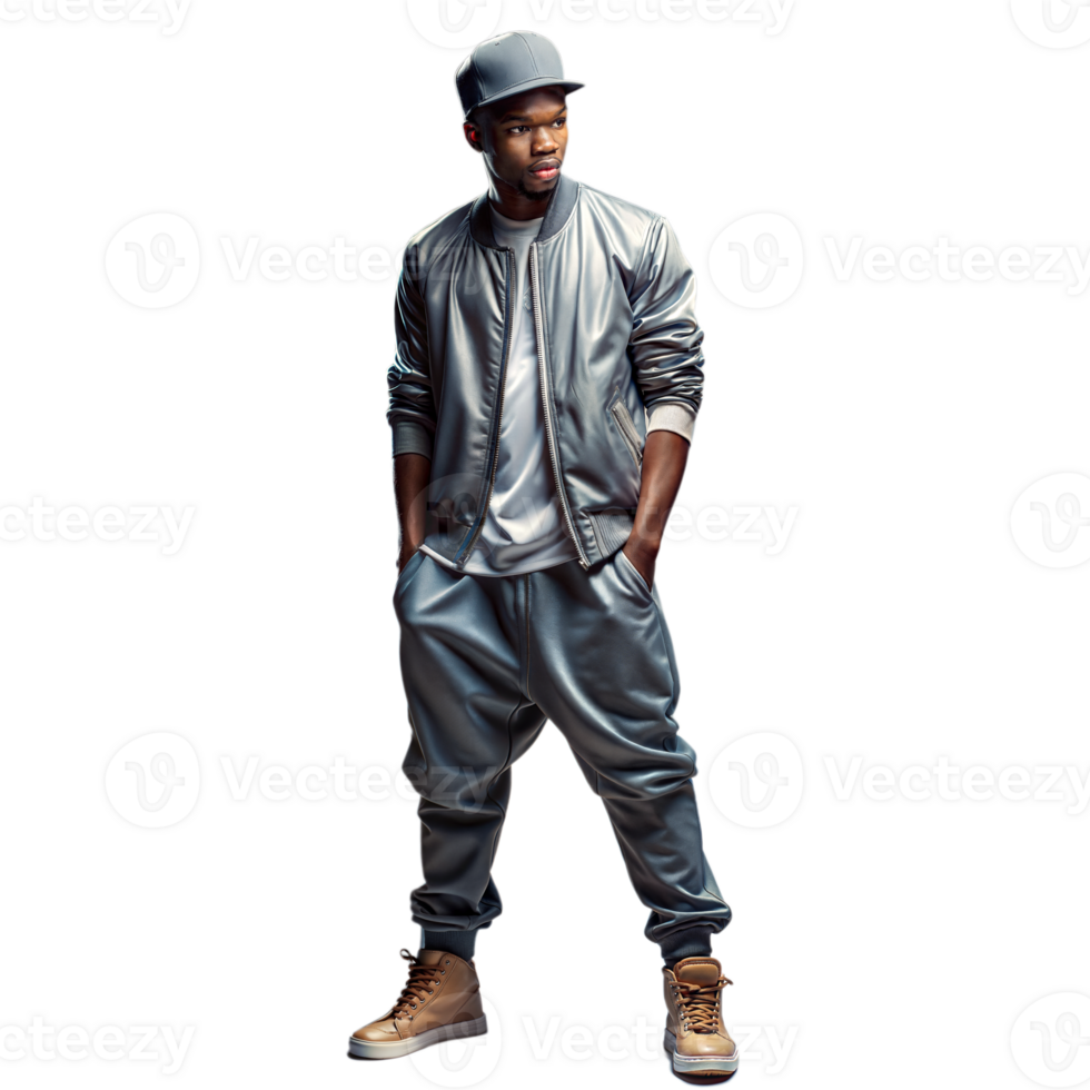 Stylish Young Man in Trendy Streetwear Posing Confidently With a Transparent Background png