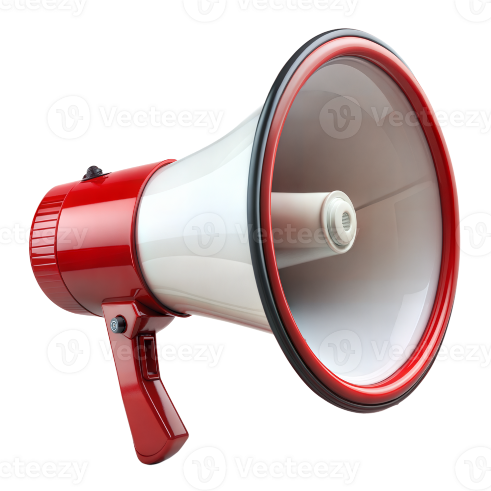 Red and White Megaphone Isolated on a Transparent Background png