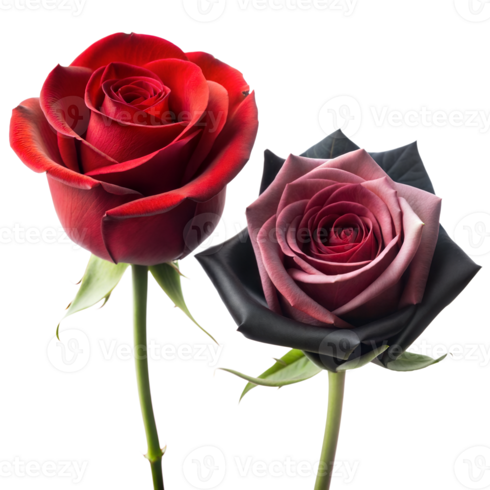 Two Distinct Roses in Red and Purple With a Transparent Background png