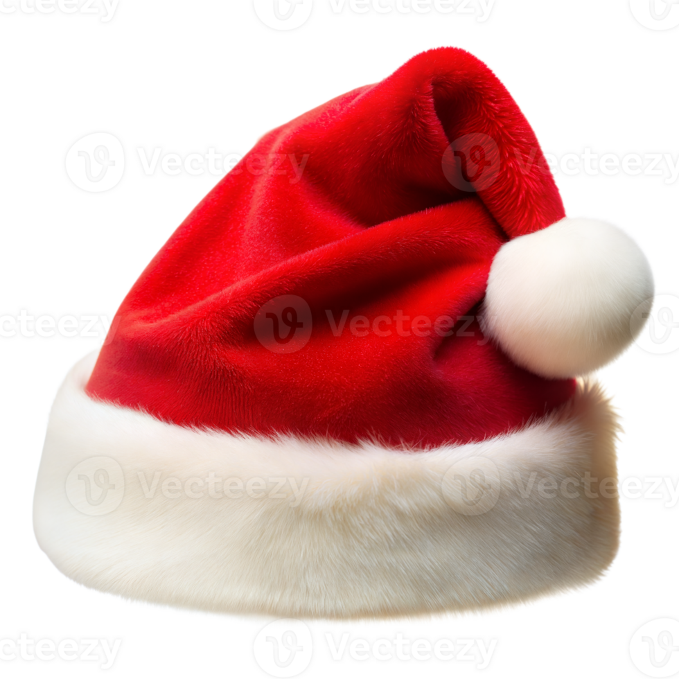 Red and White Santa Hat on Transparent Background png