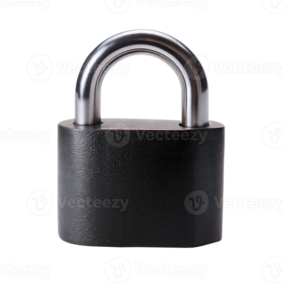 Black Padlock Displayed Against a Transparent Background Illustrating Security Concept png