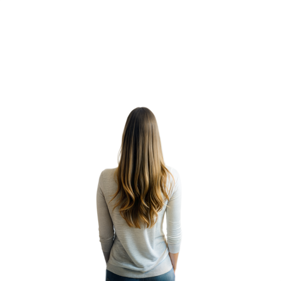 Young Woman Standing With Her Back to the Viewer on a Transparent Background png