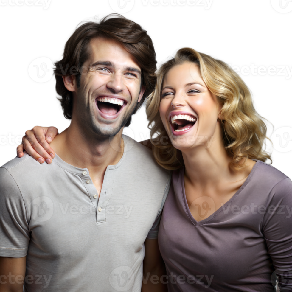 Happy Couple Embracing and Laughing Together on a Transparent Background png