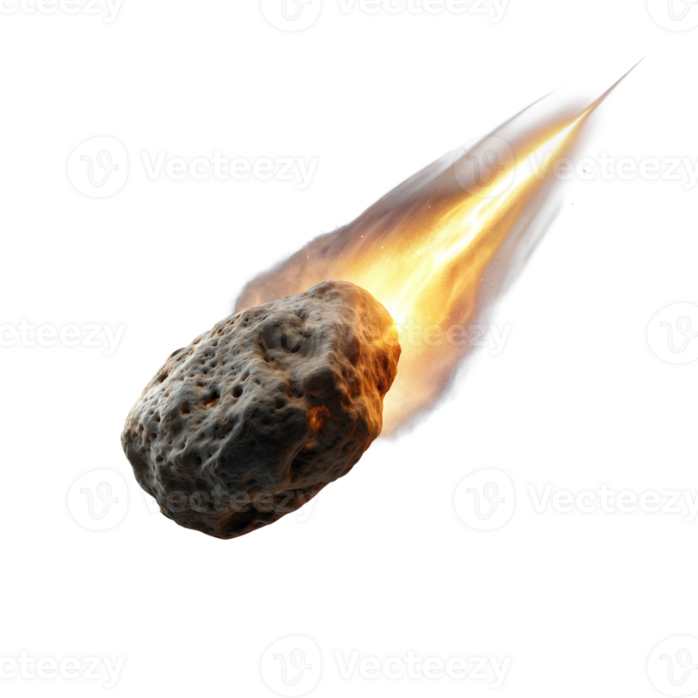 Fiery Meteorite Descending Rapidly Against a Transparent Background png