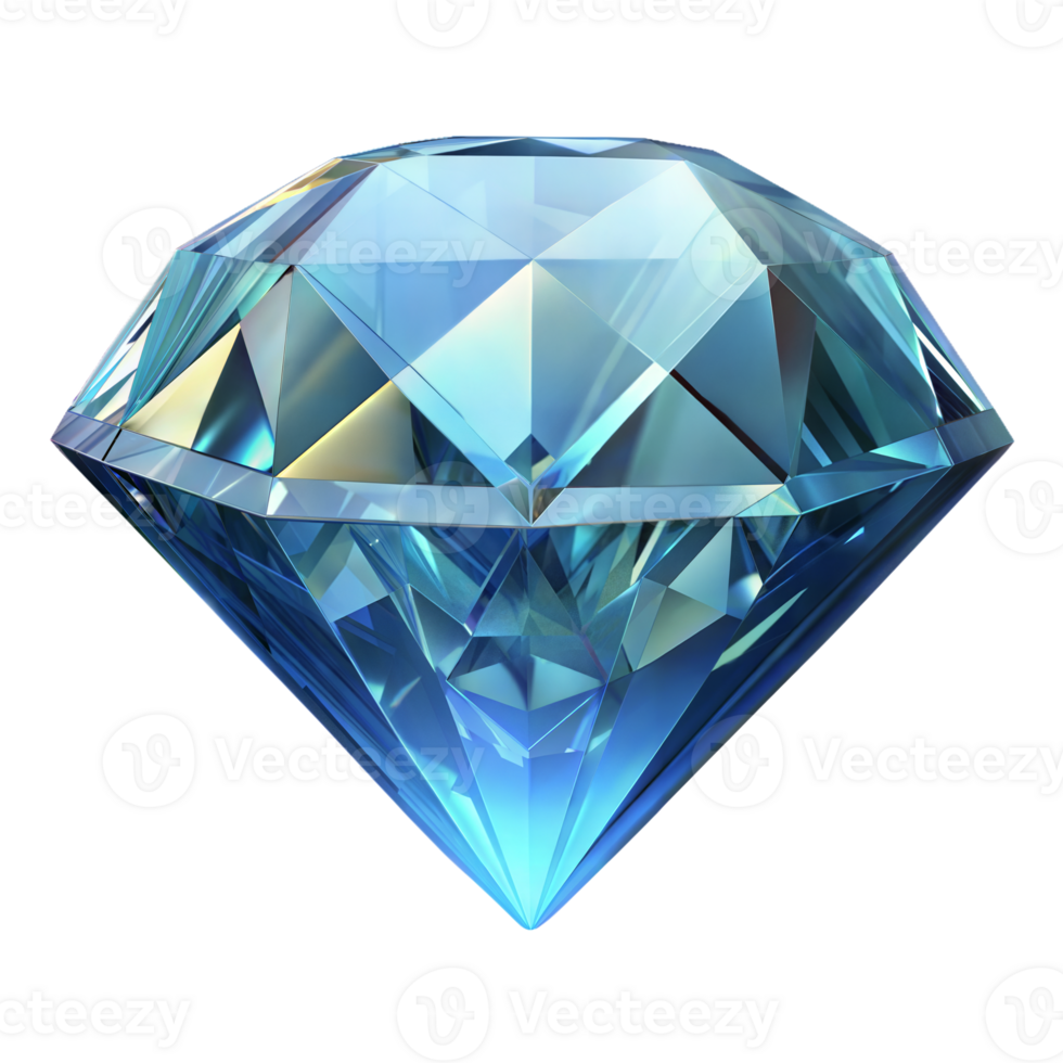 Brilliant Blue Diamond Illustration With Transparent Background in High Resolution png