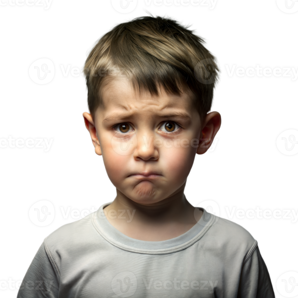 Young Boy With a Frown and Puzzled Expression on a Transparent Background png