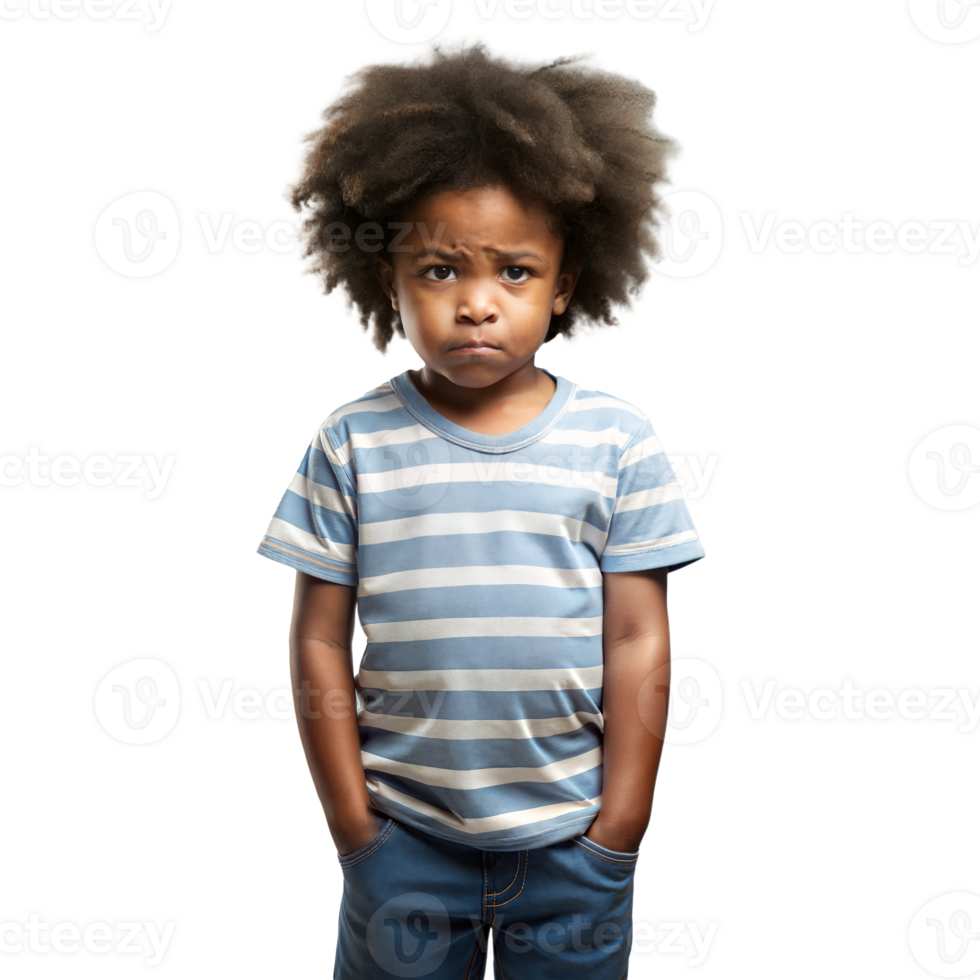 Little Boy With Hands in Pockets Looking Upset on Transparent Background png