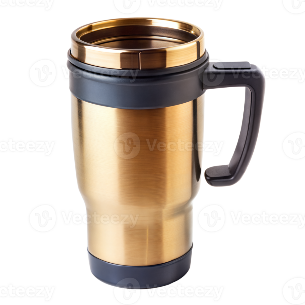 Stainless Steel Insulated Travel Mug With Handle and Lid png