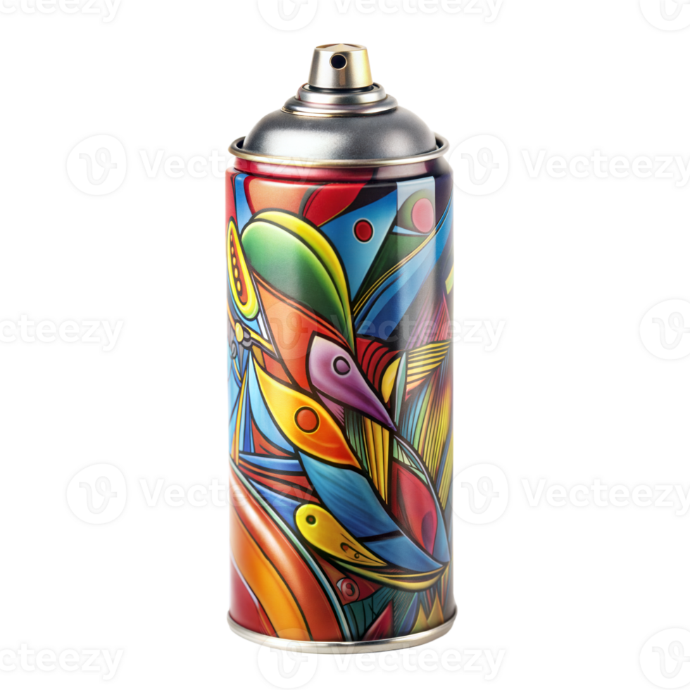 Colorful Graffiti Art Spray Can on Transparent Background png
