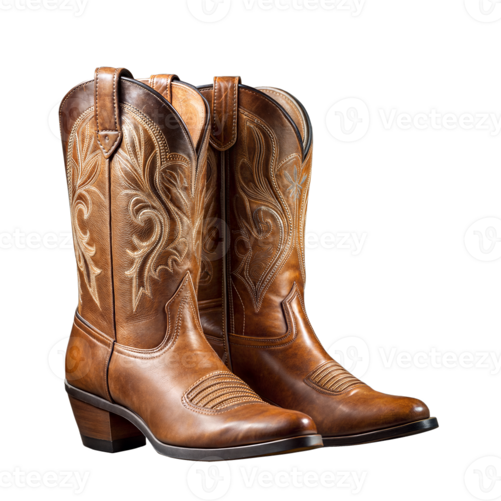 Pair of Traditional Western Cowboy Boots Isolated on Transparent Background png