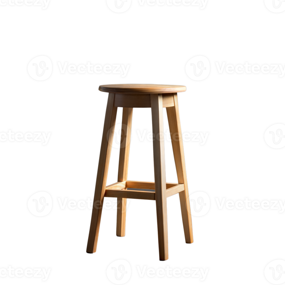 Wooden Bar Stool Isolated on Transparent Background in Well-Lit Studio Setting png