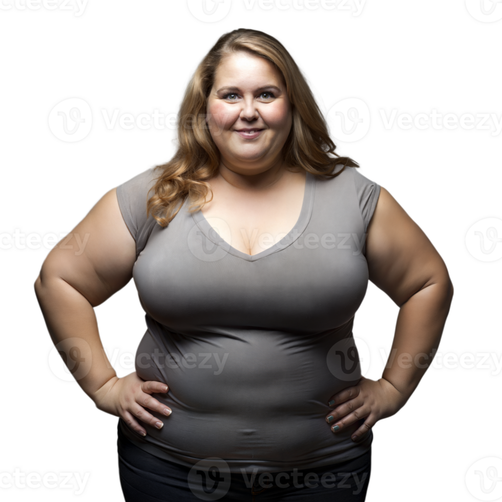 Confident Plus-Size Woman Standing Against a Transparent Background png