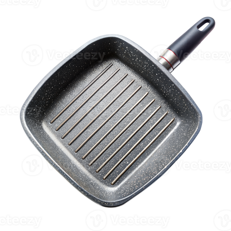 New NonStick Grill Pan With Ridges and Black Handle Isolated on