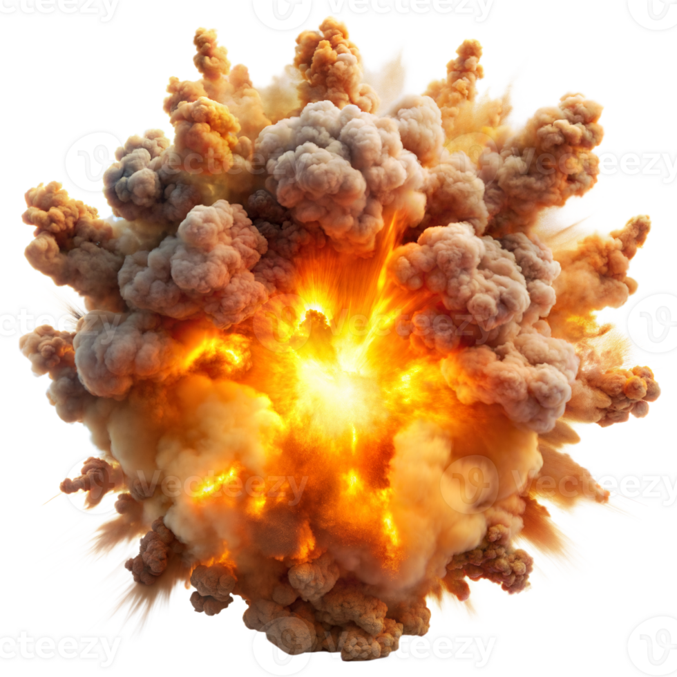 Intense Fiery Explosion With Billowing Smoke on a Transparent Background png