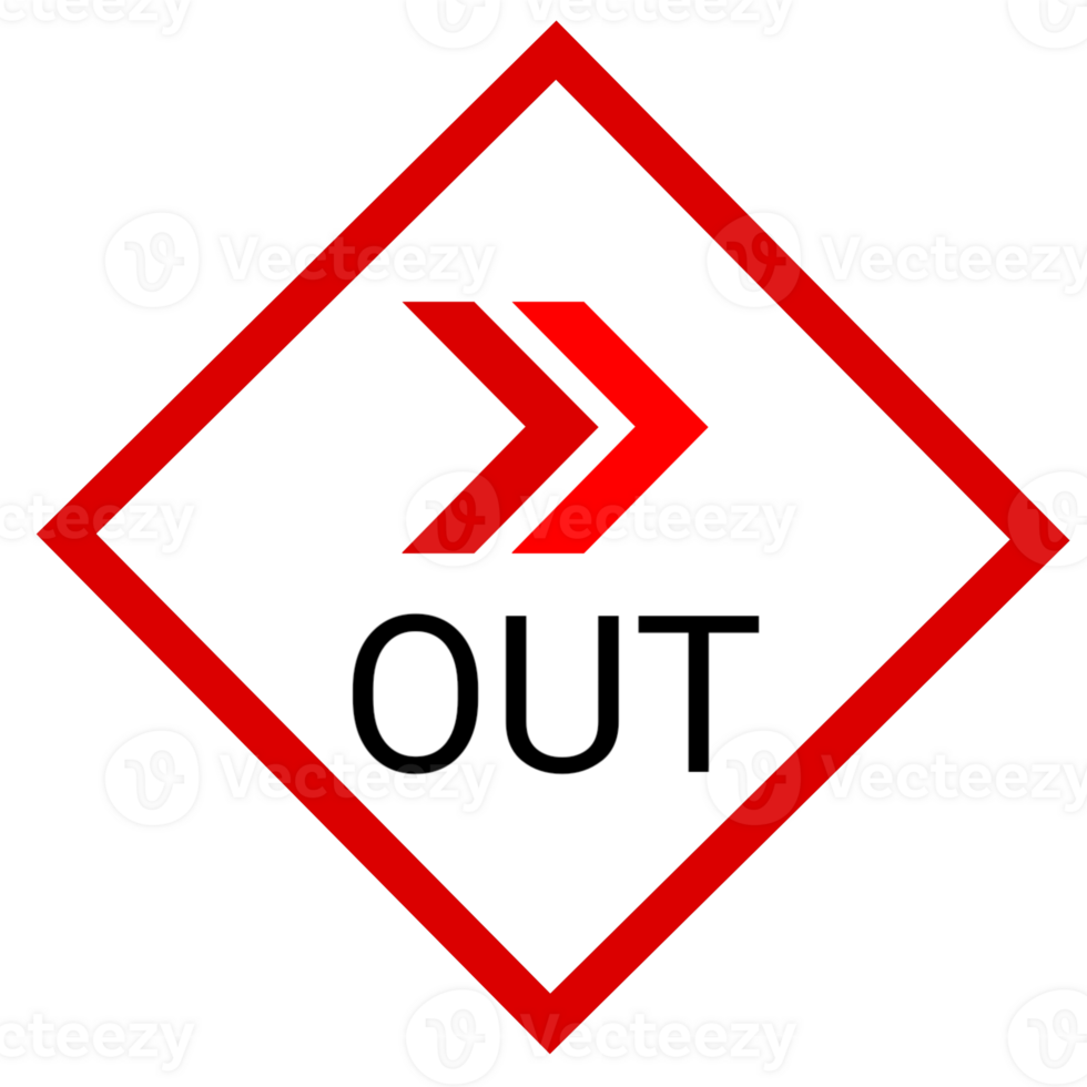 Uscita su icona design modello elemento file trasparente, Uscita simbolo rosso design con freccia png