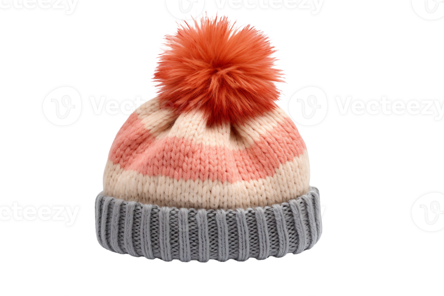 Pom Pom Cap on Transparent Background. png
