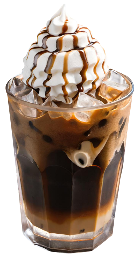 Fresh iced coffee with milk png