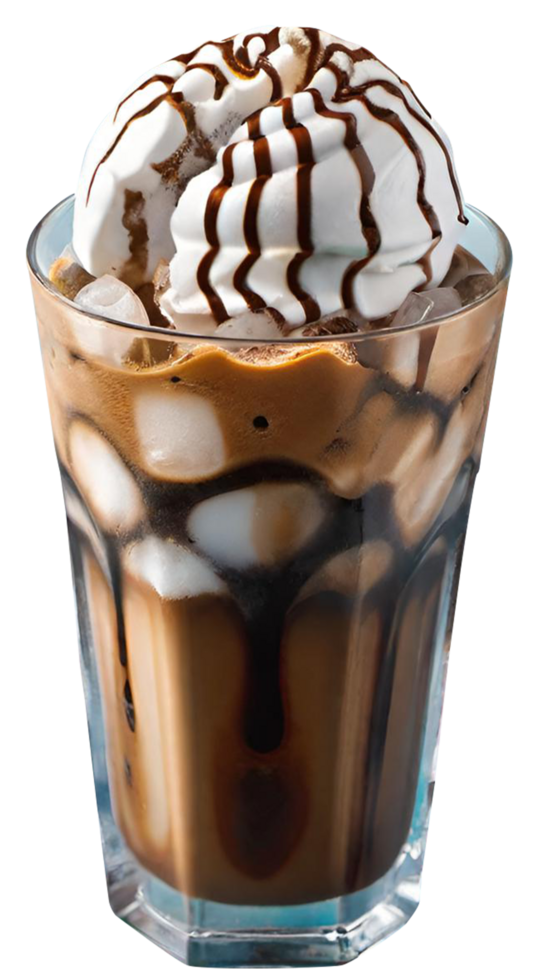 Fresh iced coffee with milk png