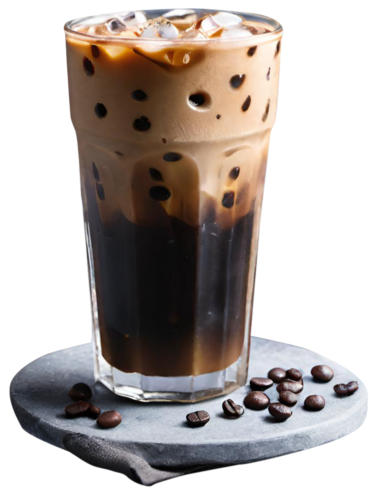 Fresh iced coffee with milk png