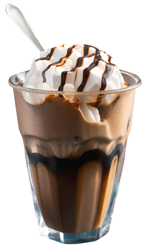 Fresh iced coffee with milk png