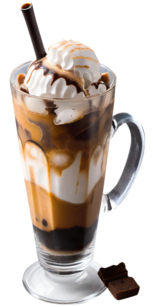 Fresh iced coffee with milk png