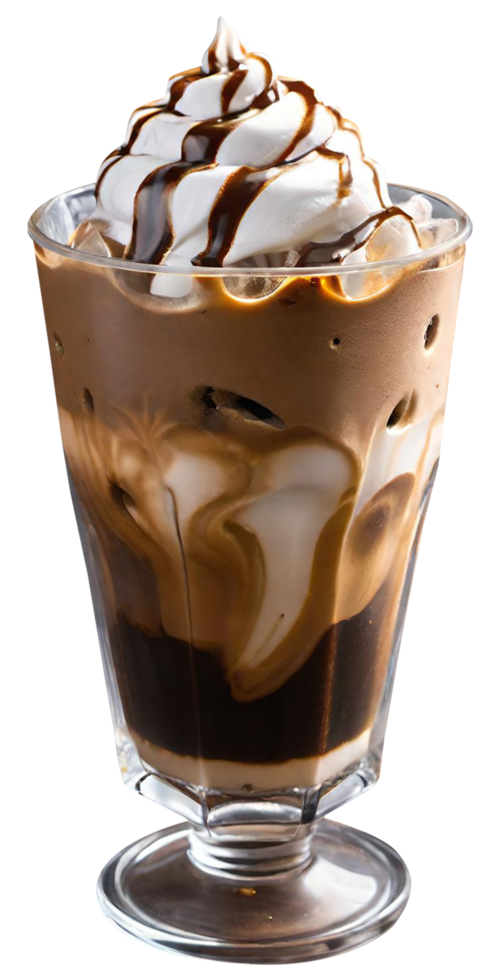 Fresh iced coffee with milk png