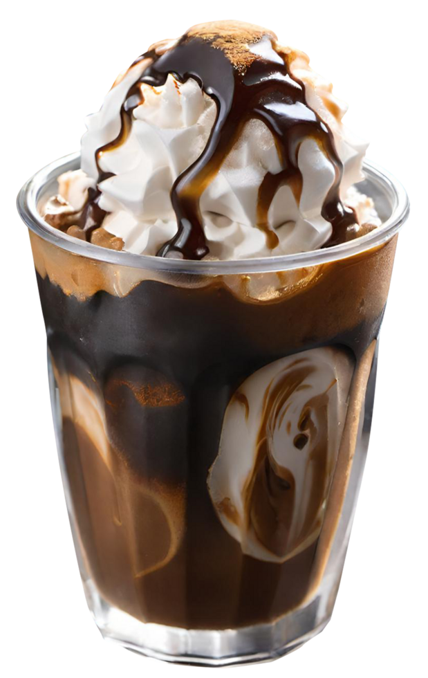 Fresh iced coffee with milk png