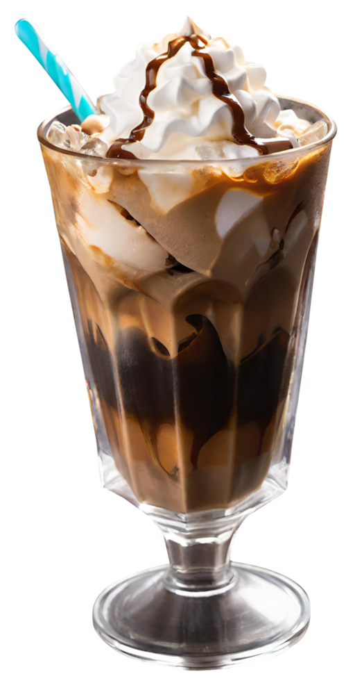 Fresh iced coffee with milk png