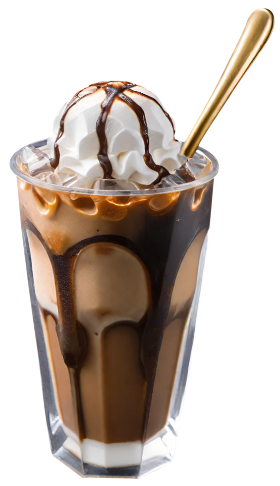 Fresh iced coffee with milk png