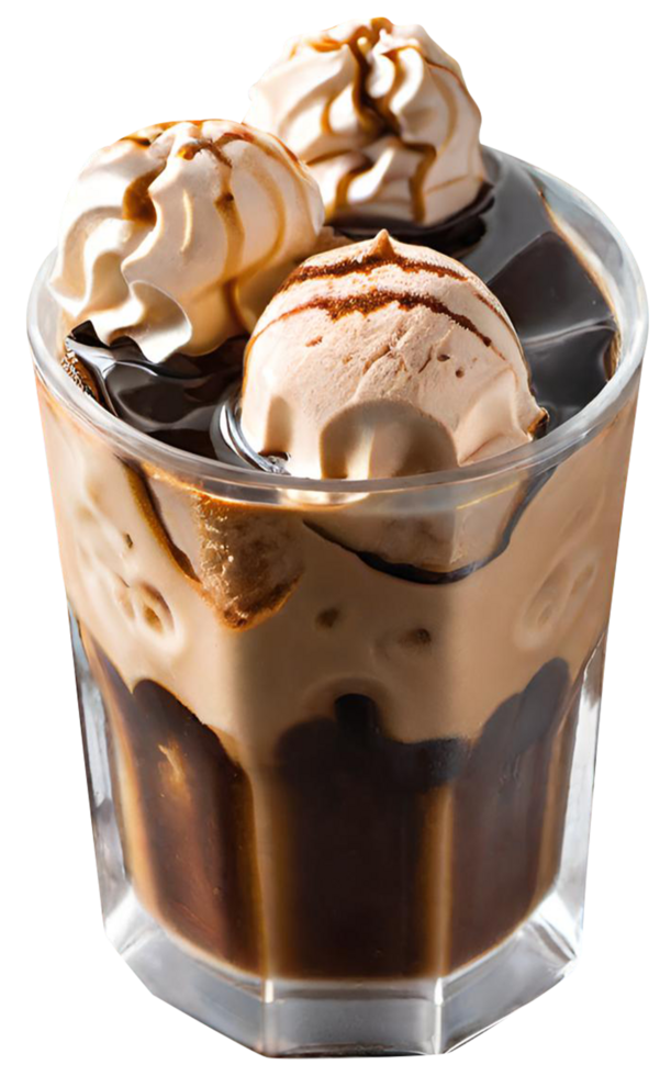 Fresh iced coffee with milk png