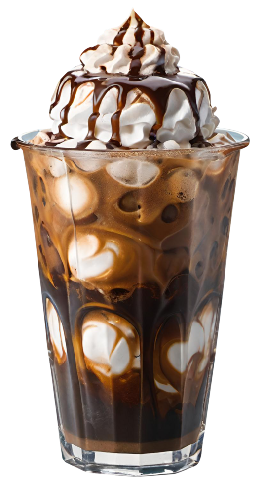 Fresh iced coffee with milk png