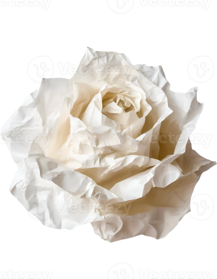 Illustration of white crumpled paper in the shape of a rose png