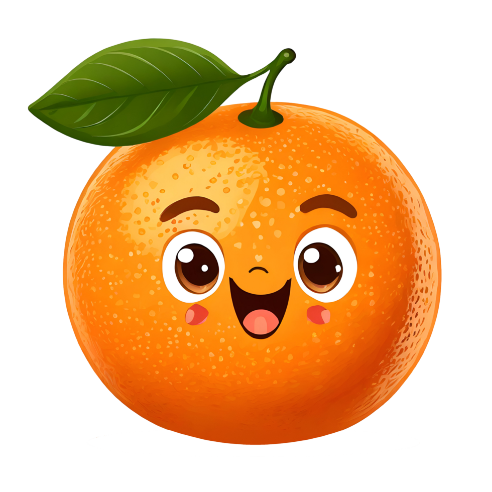 Illustration of a fruit orange with a funny face png