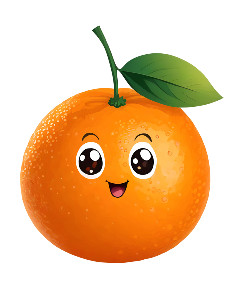 Illustration of a fruit mandarin with a funny face png