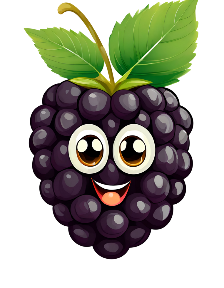 Illustration von ein Obst Brombeere mit ein komisch Gesicht png