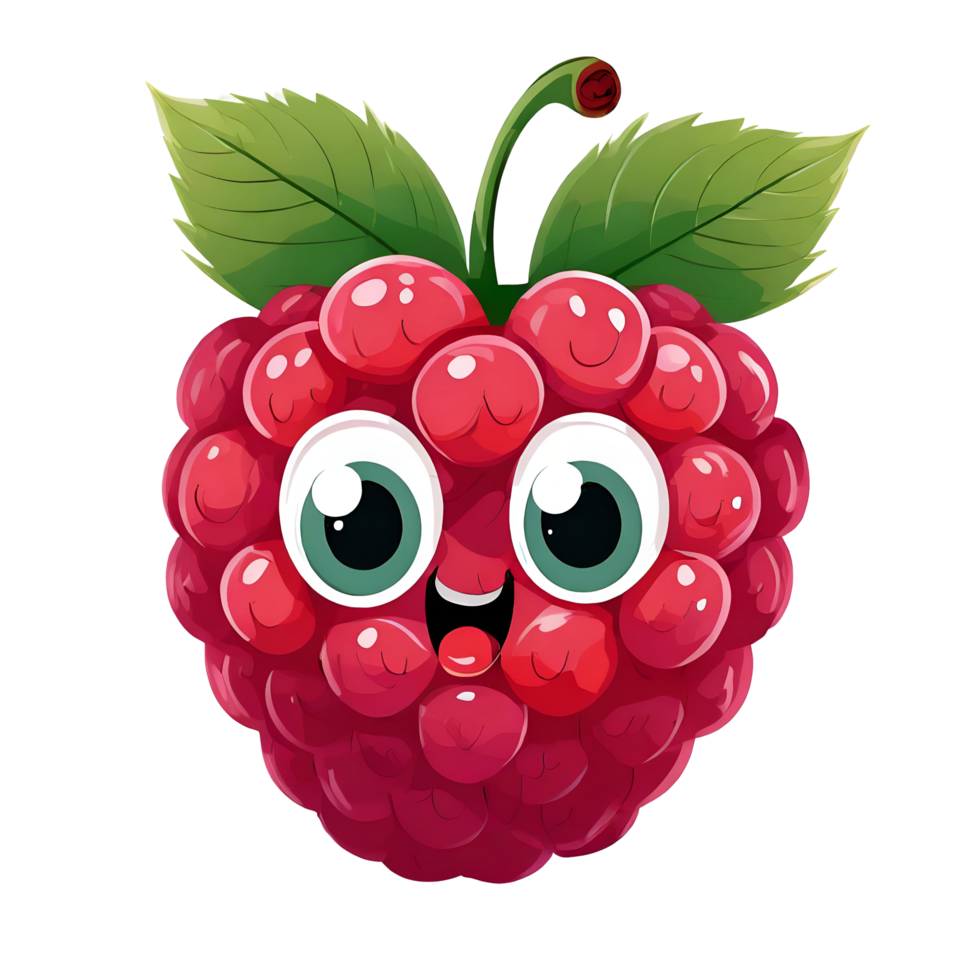 Illustration of a fruit raspberry with a funny face png