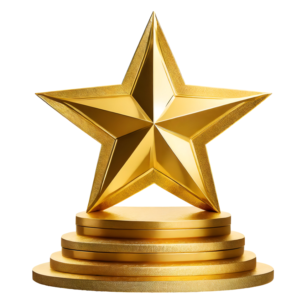 Illustration of podium with gold star png