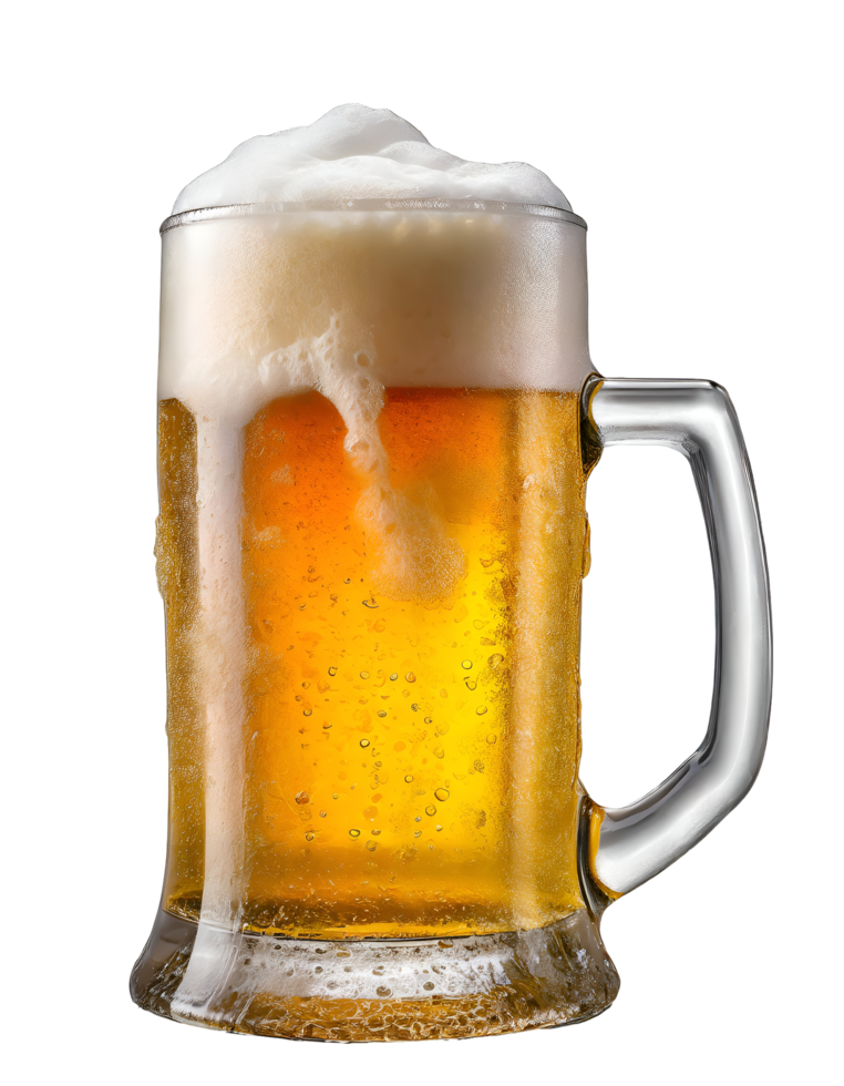 Realistic mug of beer with foam png
