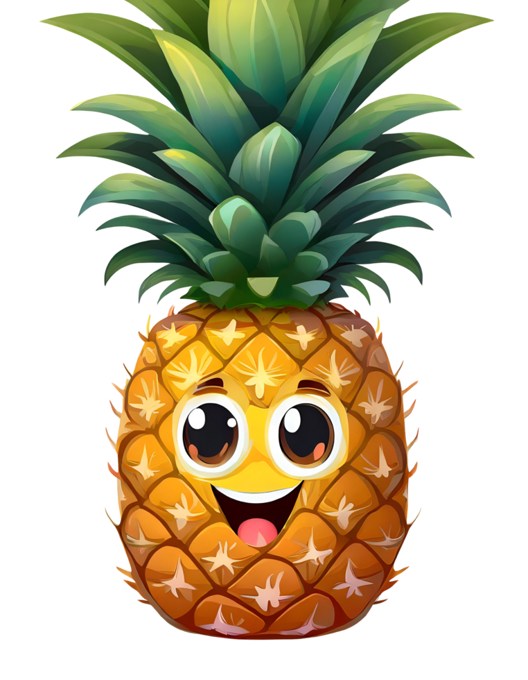Illustration von ein Obst Ananas mit ein komisch Gesicht png
