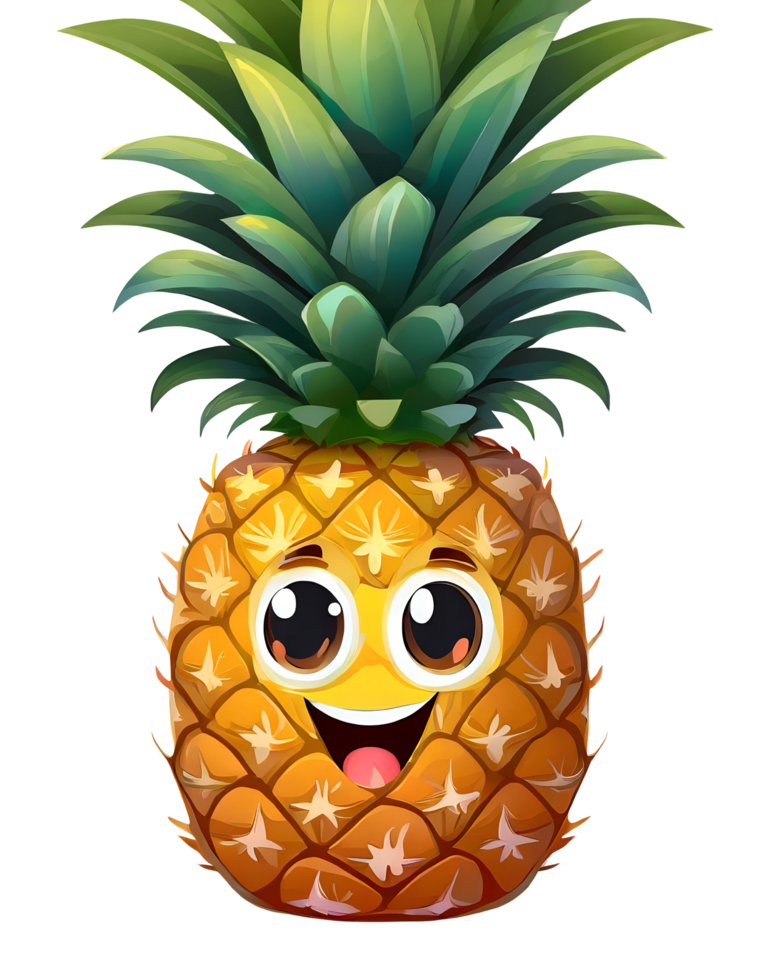 illustratie van een fruit ananas met een grappig gezicht png