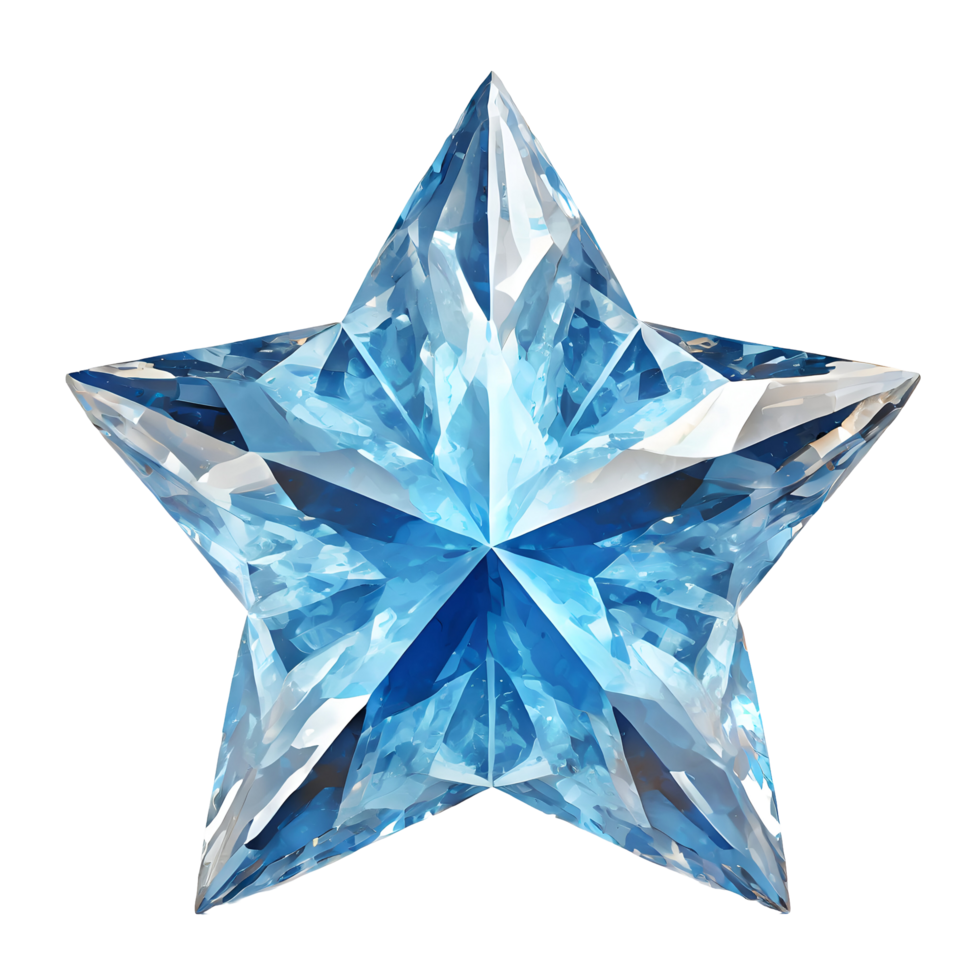 Realistic 3d blue star crystal png