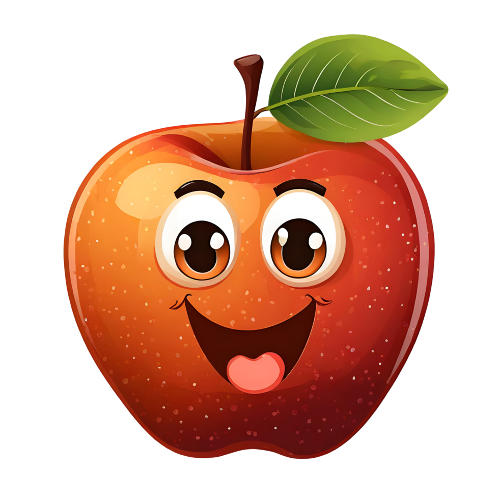 Illustration von ein Obst Apfel mit ein komisch Gesicht png