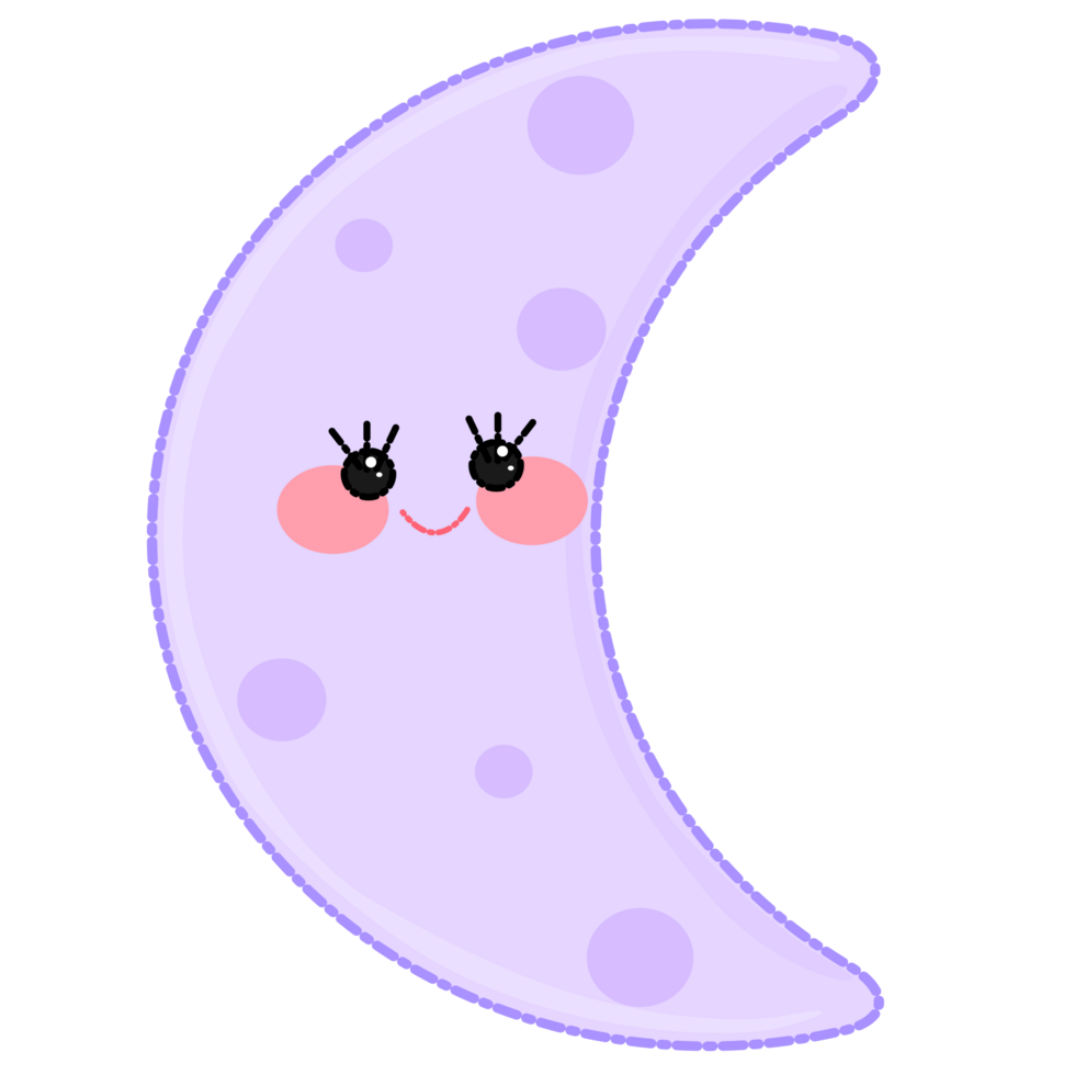 cute purple moon smiling png